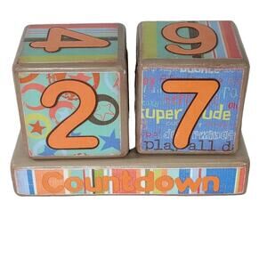 Countdown Blocks Pregnancy Birthday Shower Gift Baby Boy OOAK Unique Handmade